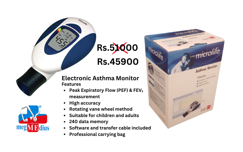 MICROLIFE DIGITAL PEAK FLOW METER PF 100 Asthma monitor Meg Medius