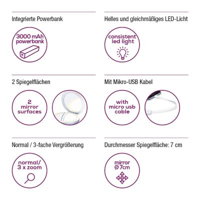 Beurer BS 39 illuminated cosmetics mirror with powerbank - Image 4