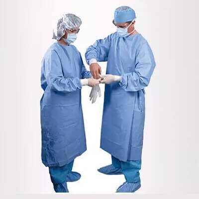 Water Resistant Disposable Surgical Gowns SMS Standard Medical Blue With Knitted Cuff