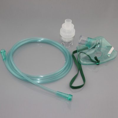 nebulizer mask with adult and child mouth piece with tubing