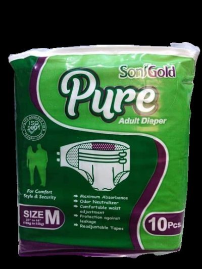 Pure adult diapers super dry high quality and reliable pack of 10 pcs