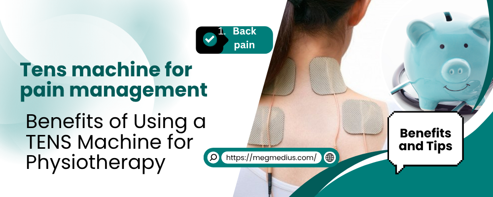 A physiotherapist applying electrode pads from a TENS machine to a patient's back for pain relief during therapy.