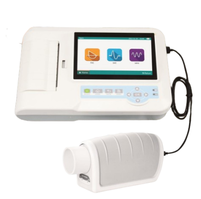 Text: "Contec SP100 Spirometer machine used for accurate lung function testing