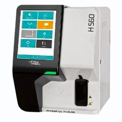 The Erba H560 is a fully automated 5-part hematology analyzer with a modern touchscreen interface, compact design, and advanced sample processing capabilities.