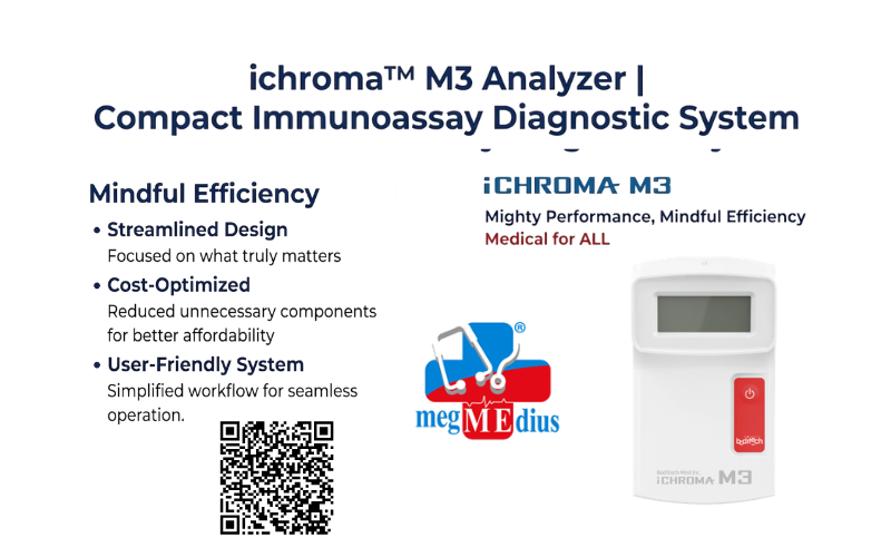 ichroma M3 analyzer compact immunoassay diagnostic system for rapid point-of-care testing and accurate lab results
