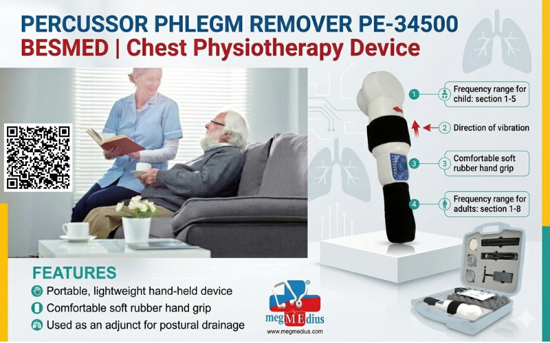 Percussor Phlegm Remover PE-34500 BESMED chest physiotherapy device for mucus clearance and respiratory therapy