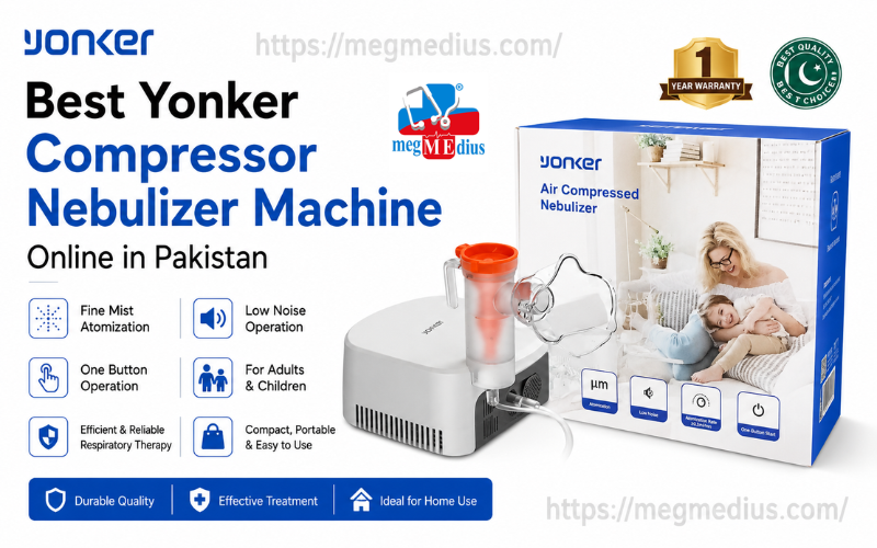 Best Yonker Compressor Nebulizer Machine Online in Pakistan with adult and child masks for respiratory therapy