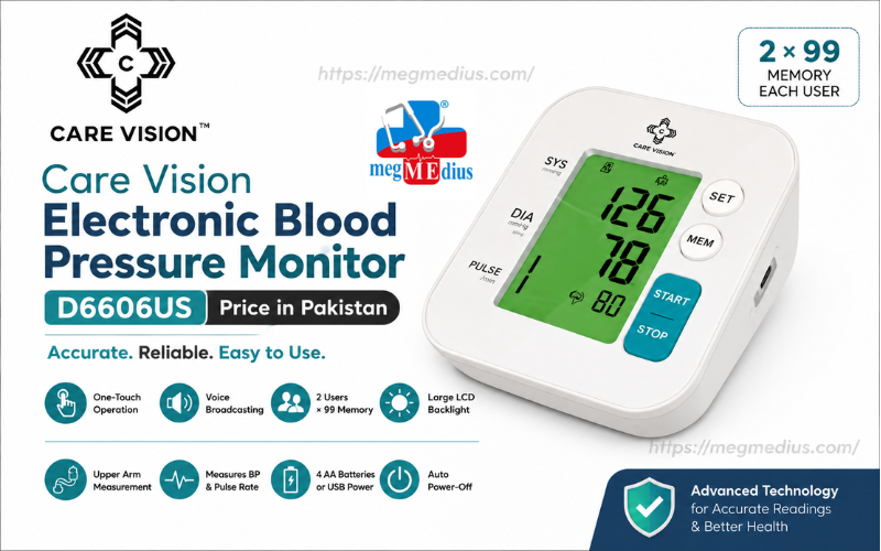 Care Vision Electronic Blood Pressure Monitor D6606US Upper Arm Digital BP Machine