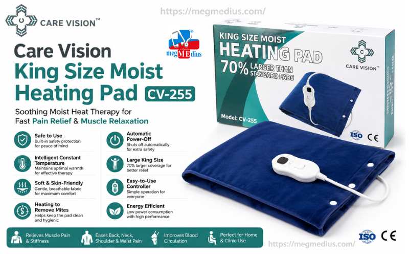 Care Vision King Size Moist Heating Pad CV-255 with Intelligent Temperature Control and Moist Heat Therapy for Back, Neck & Muscle Pain Relief