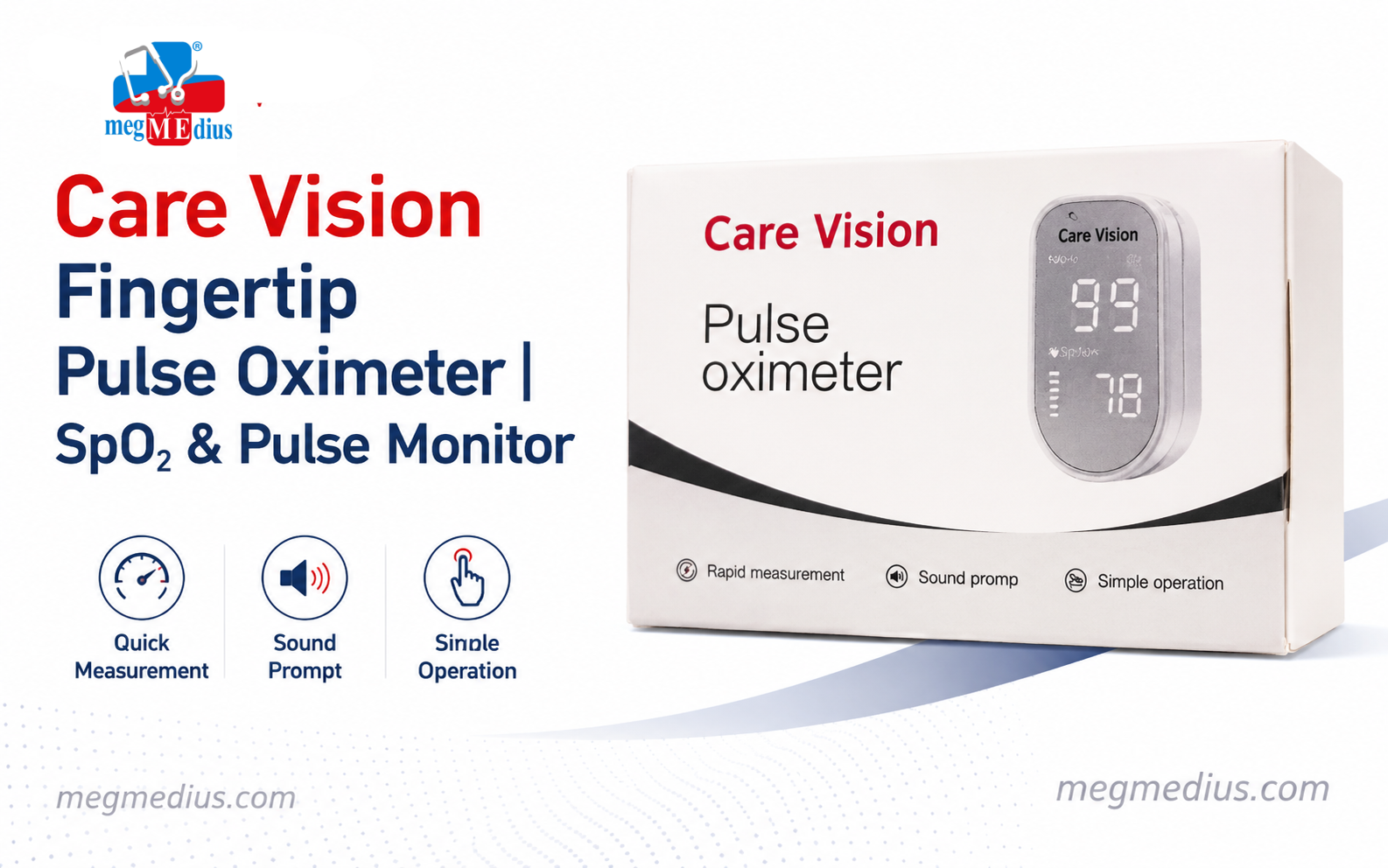 Care Vision Fingertip Pulse Oximeter for SpO₂ and pulse rate monitoring